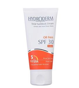 کرم ضد آفتاب کرم پودری فاقد چربی بژ خیلی تیره hydroderm spf 30 tinted oil free total sunblock cream