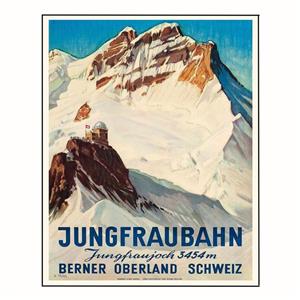 پوستر مدل سفر سوئیس با چاپ هنر راه‌آهن یونگفراو 