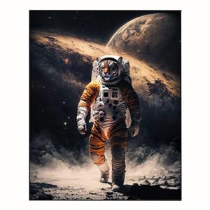 پوستر مدل ببر در یک لباس فضانورد 