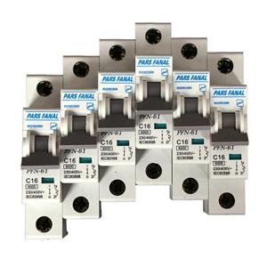 فیوز مینیاتوری تک فاز 16 آمپر پارس فانال مدل PFN61 بسته 6 عددی