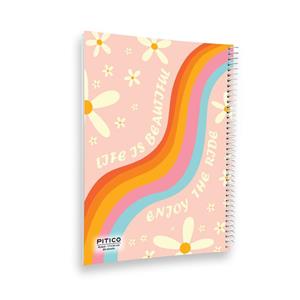 دفتر مشق 80 برگ پیتیکو مدل رنگین کمان و گل کد 535