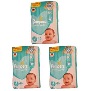 پوشک پمپرز مدل baby dry سایز 3 بسته 46 عددی مجموعه 3 عددی