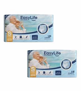 پوشینه بزرگسال ایزی لایف مدل شورتی سایز کوچک بسته 2 عددی به همراه دستمال مرطوب