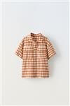 TEXTURED GINGHAM COTTON BLEND SHIRT