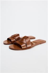 صندل چرمی زنانه فلت زارا FLAT LEATHER SLIDER SANDALS کد 932