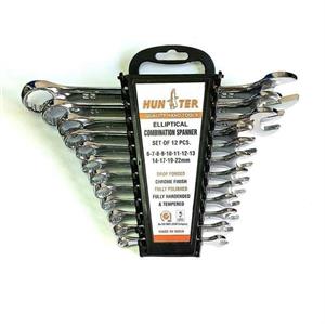 آچار یکسر تخت و یکسر رینگی هانتر مدل 22-6-2 مجموعه 12 عددی