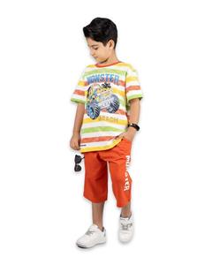 ست تیشرت و شلوارک پسرانه چاپ monster کد 521