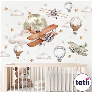 برچسب و استیکر دیواری کودک تاتی _ بالن و هواپیما