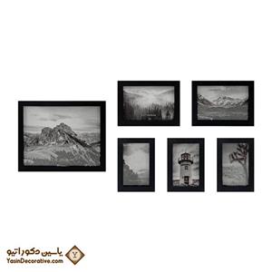 تابلو دکوراتیو 6 عددی مدل DT62 مشکی طرح فانوس دریایی