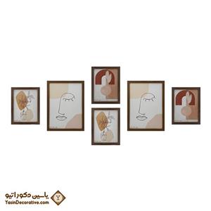 تابلو دکوراتیو 6 عددی مدل DT62 قهوه ای