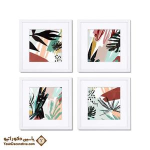 تابلو دکوراتیو 4 عددی مدل DT42P سفید طرح مینیمال