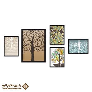 تابلو دکوراتیو مینیمال شاخه های درخت 5 تکه