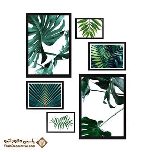 تابلو دکوراتیو برگ سبز 6 تکه