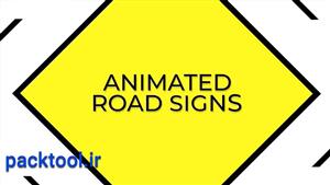 دانلود پروژه آماده علائم راهنمایی رانندگی متحرک افتر افکت Animated Road Signs