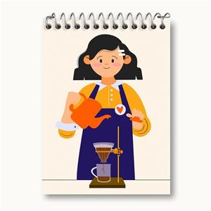 دفتر یادداشت 50 برگ خندالو مدل باریستا کافه چی کد 28137