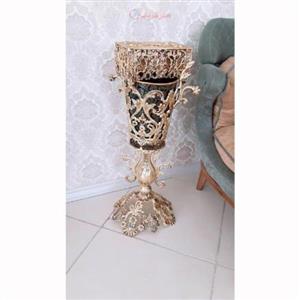 سطل زباله و جادستمال آلیاژی آلومنیوم با آبکاری برنز پایه طرح چند برگ گل کد 0a-315