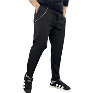 شلوار اسلش مردانه مشکی طرح زنجیر دار