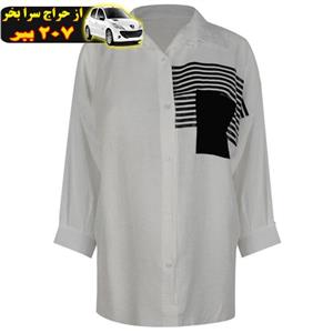 شومیز آستین بلند زنانه دکسونری طرحبابوس  سفیدمحصول157596