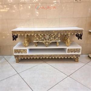میز تلویزیون رویه ام دی اف جنس آلیاژ رنگ ثابت و کیفیت درجه 1 کد 0a-362