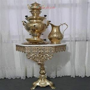 میز 6 ضلعی سلطنتی جنس آلیاژ آلومنیوم  آبکاری برنج کیفیت عالی کد 0a-390