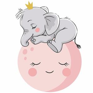 استیکر دیواری کودک مدل فیل روی ماه