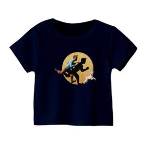 تی شرت آستین کوتاه بچگانه مدل تن تن  رنگ سورمه ای