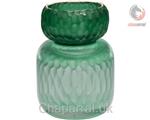 ظرف دست ساز طلا کوب دکوری  Aventurine Geode Jar  a Green Cast Glass Sculpture with Gold by Angela Jarman