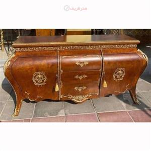 آینه کنسول از جنس چوب روس، روکش مازول ایتالیایی، برنز برنج