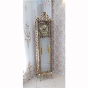 ساعت ایستاده آلیاژ آلومنیوم مدل تاج دار با گل آبشاری، آبکاری شده با برنز کد 7705