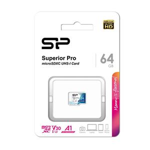 کارت حافظه microSDXC سیلیکون پاور مدل Superior Pro V30 A1 کلاس 10 استاندارد UHS-I U3 سرعت 100MBps ظرفیت 64 گیگابایت