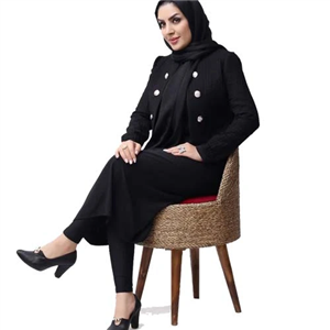 مانتو زنانه دو تیکه  مدل کت و سارافون مزونی  کرم، شکلاتی، سبز، مشکی C421