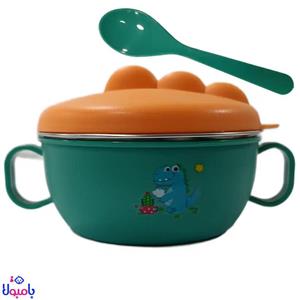 ظرف غذا تو استیل کودک طرح دایناسور (قاشق دار) کد sis012