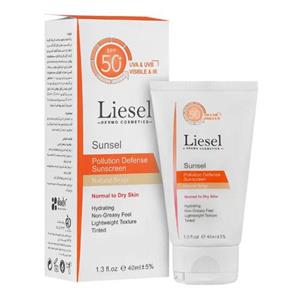 کرم ضد آفتاب رنگی مدل Sunsel با SPF 50 مناسب پوست نرمال تا خشک حجم 40 میلی لیتر لایسل  Natural Beige