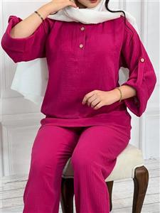 ست شومیز شلوار طرح شکوفه ممول مزون کد 031