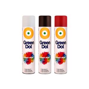 اسپری رنگ قرمز ترافیک و سفید مات و قهوه ای شکلاتی گرین دات مدل color3 حجم 250 میلی لیتر مجموعه 3 عددی
