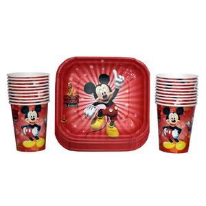 پیش دستی و لیوان یکبار مصرف مدل میکی موس مجموعه 40 عددی