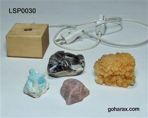 چراغ دکوری سنگ های رزکوارتز عقیق آراگونیت آبی کلسیت