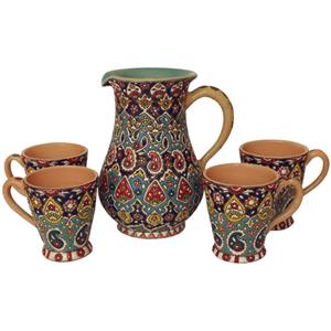 پارچ و لیوان میناکاری شده سفالی