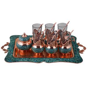 سرویس چای خوری 8 پارچه فیروزه کوبی کد 8 -