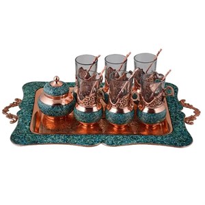 سرویس چای خوری 8 پارچه فیروزه کوبی کد 8 -