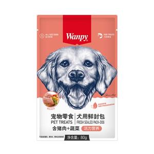 پوچ سگ ونپی با طعم گوشت خوک و سبزیجات 80 گرم (Wanpy)