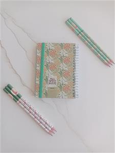 دفترچه یادداشت سیمی جلد سخت کش دار 100 برگ طرح گل 3 نهال مکث