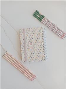 دفترچه یادداشت سیمی جلد سخت کش دار 100 برگ طرح گل 1 نهال مکث