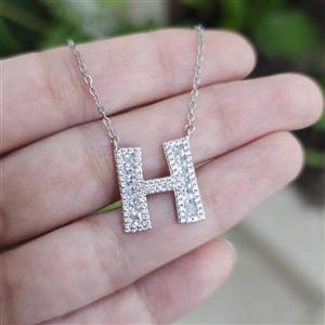 گردنبند نقره حرف H با زنجیر MT 1060