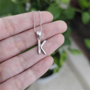 گردنبند نقره حرف K با زنجیر MT 1065 