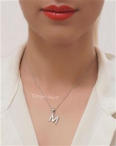 گردنبند نقره حرف M با زنجیر MT 1071