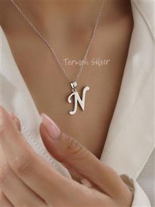 گردنبند نقره حرف N با زنجیر MT 1078