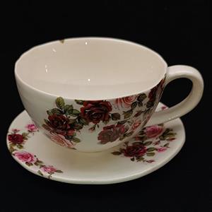 ست فنجان و نعلبکی هیوا طرح گل سرخی کد 11274496