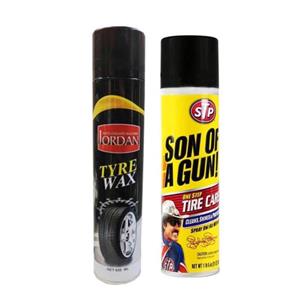 اسپری تمیز کننده لاستیک خودرو اس تی پی کد j1s1 به همراه اسپری تمیزکننده لاستیک خودرو