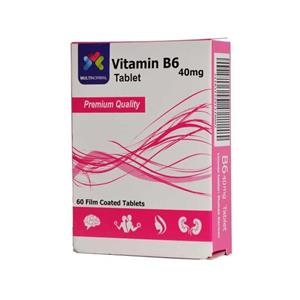 قرص ویتامین ب 6 مولتی نرمال 40 میلی گرم مکمل B6 40mg شهاب درمان 60 عددی 